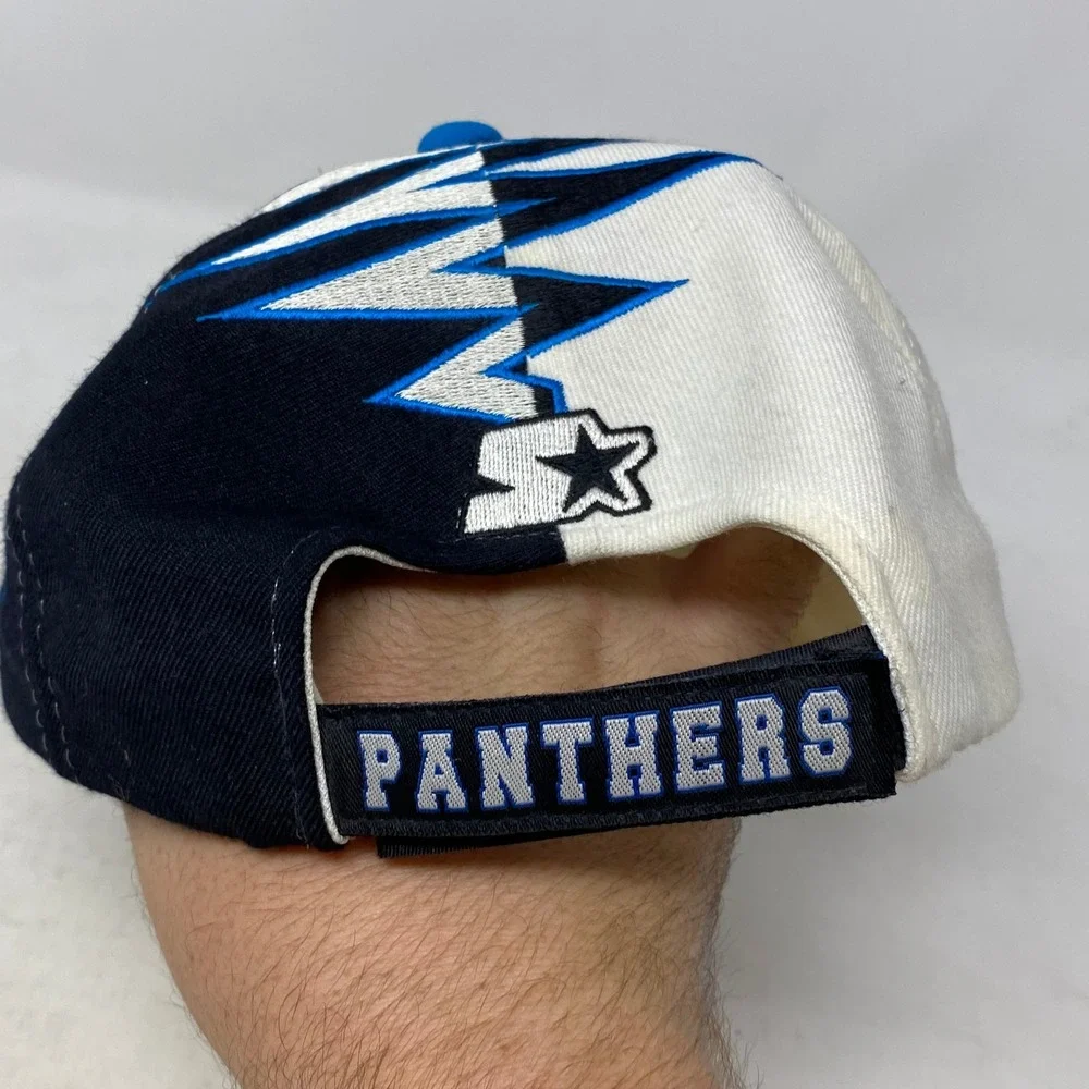 Carolina Panthers Starter Shockwave Vintage NFL Hat Black White Snapback Cap 90s